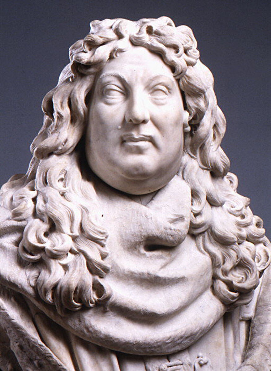 A magistrate, Possibly by Christophe Veyrier (1637–1689), Bust: white marble, French
