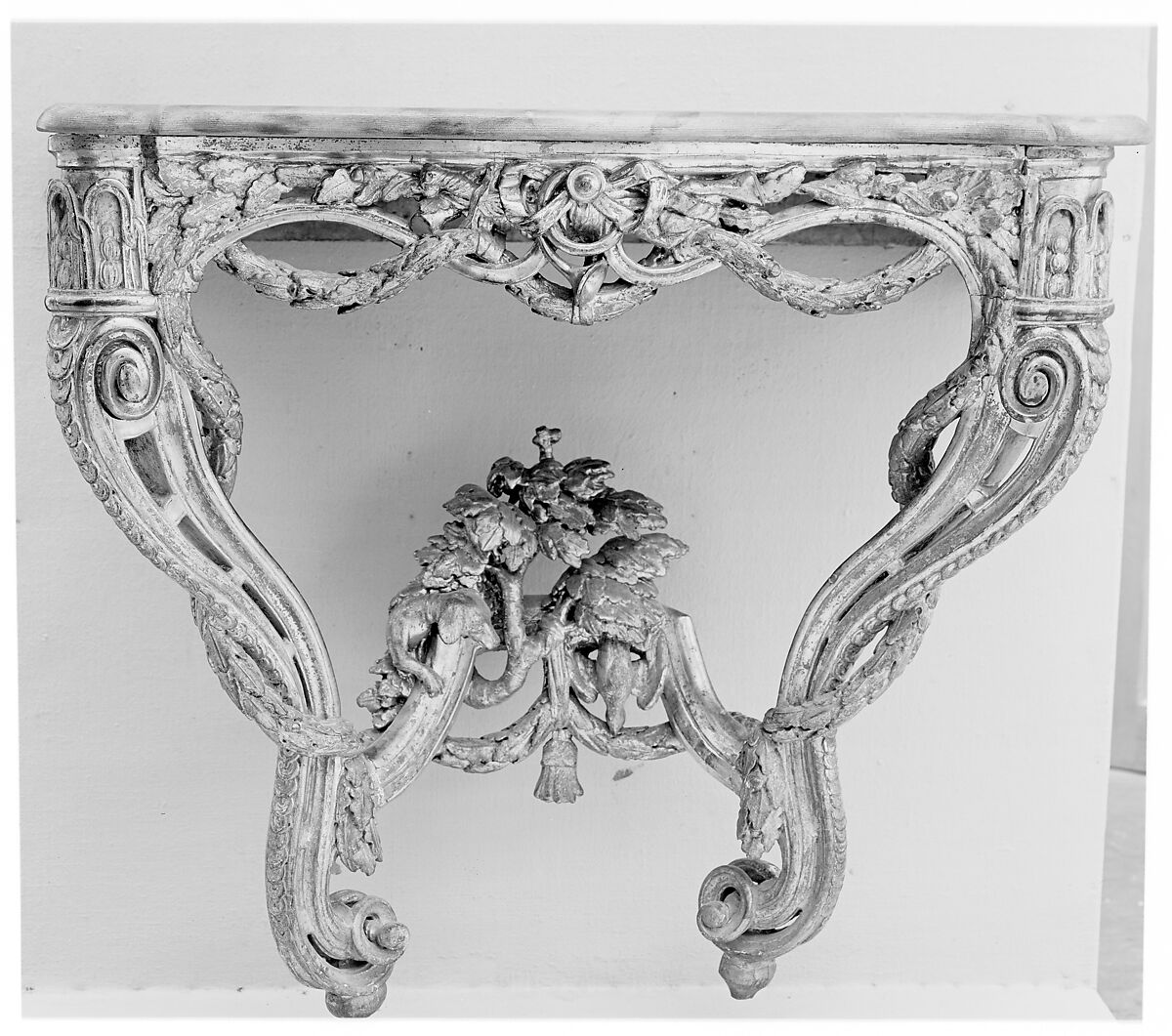 Console table, Carved and gilded wood, French 