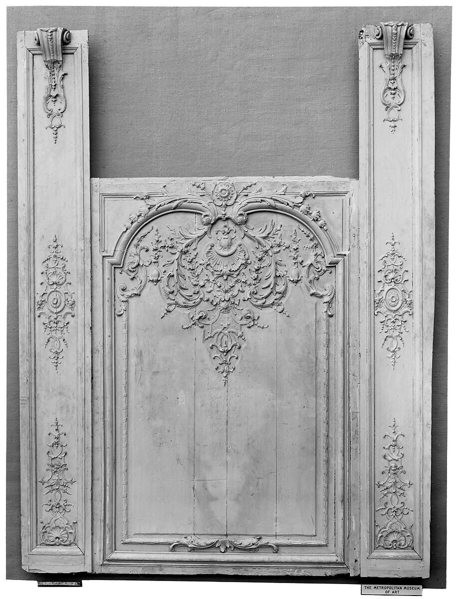Panel between two pilasters, Carved wood, French 