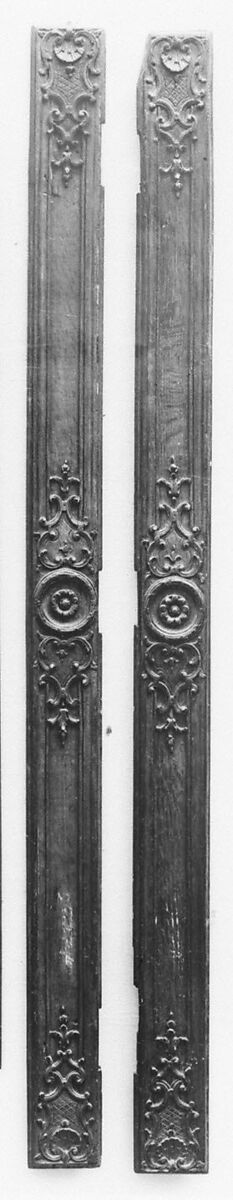 Pair of pilasters from an armoire, Oak, French 