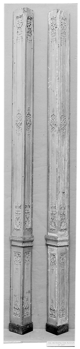 Pair of pilasters, Carved and painted oak, French 