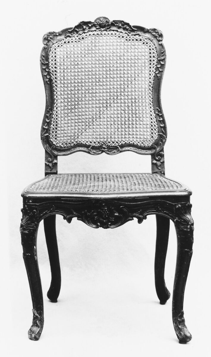 Side chair, Carved and stained beechwood; caning, French 