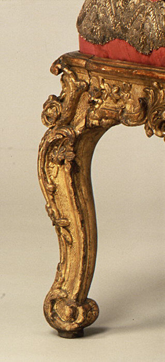 Armchair (Fauteuil à la reine) for Louise-Élisabeth of Parma, Nicolas-Quinibert Foliot (1706–1776, warden 1750/52), Carved and gilded oak; original silk-velvet upholstery and gold trim, French, Paris and Italian, Parma