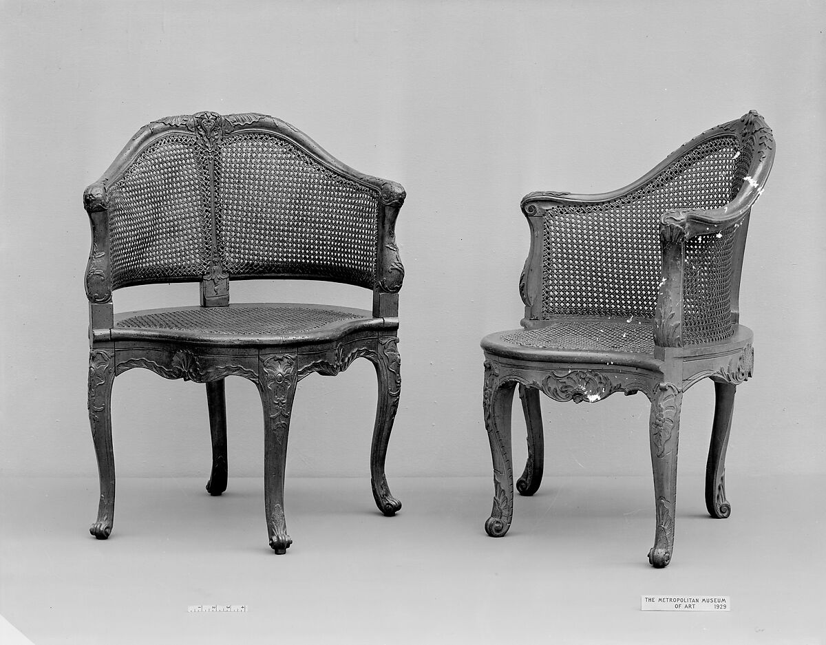 Desk chair (fauteuil de bureau), Carved pearwood; caning, French