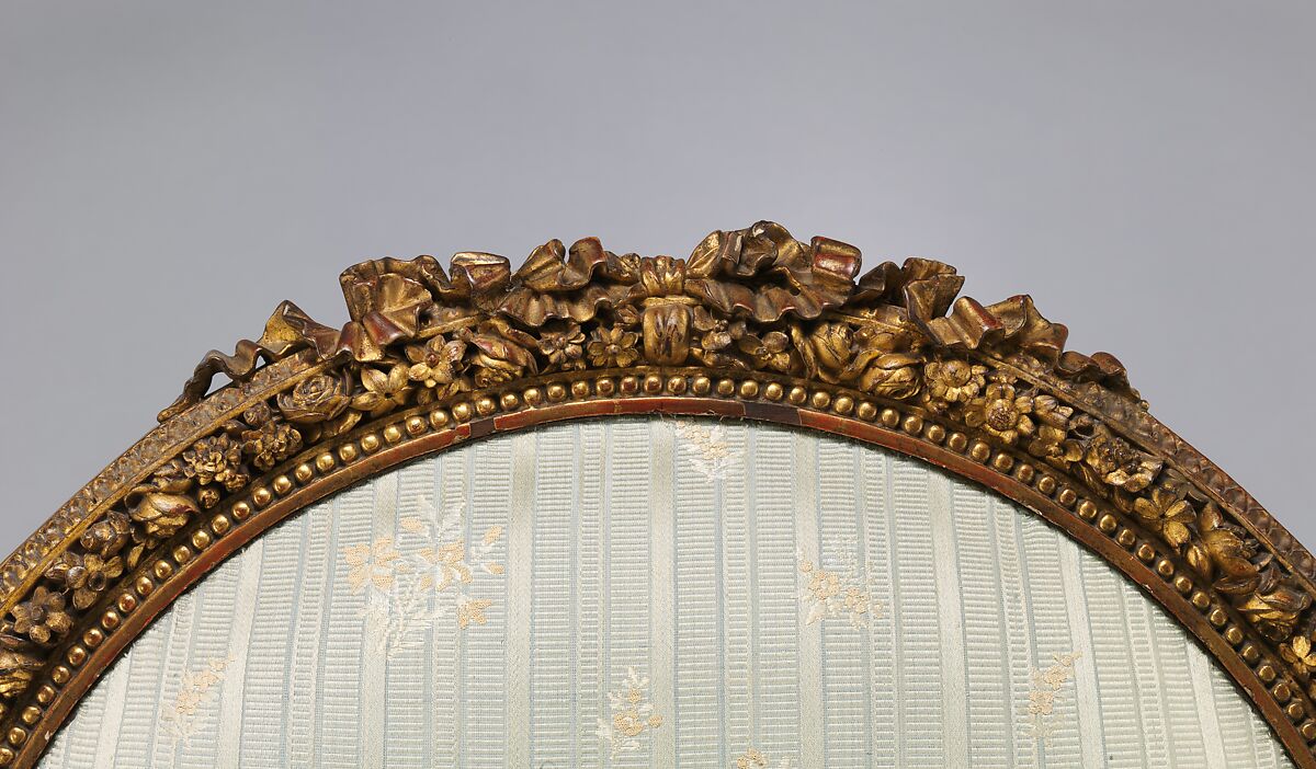 Armchair (Fauteuil à la reine), attributed to Georges Jacob (French, Cheny 1739–1814 Paris), Carved and gilded beech; silk upholstery (not original), French, Paris