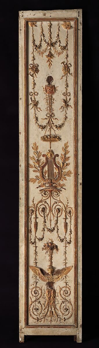 Pair of panels, Wood, painted white and gilded, French 