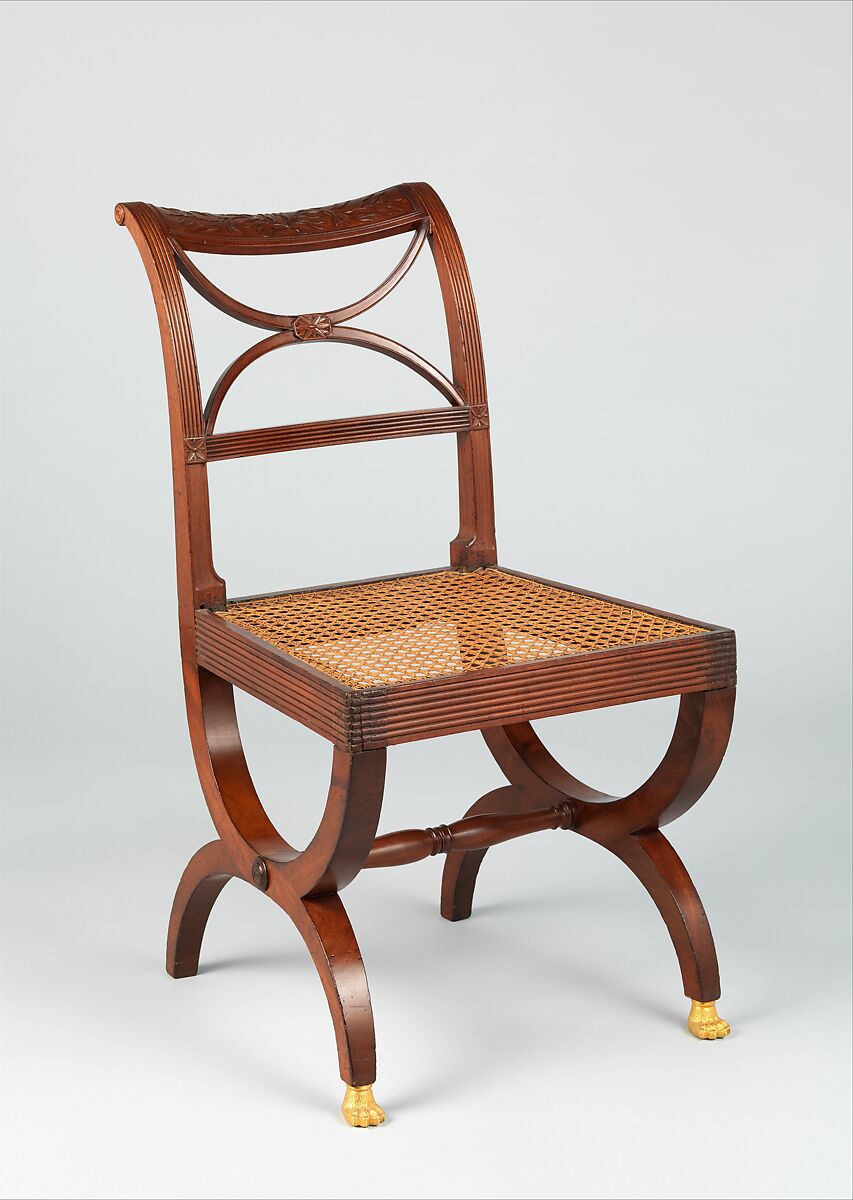 Side Chair, Attributed to Duncan Phyfe (American (born Scotland), near Lock Fannich, Ross-Shire, Scotland 1768/1770–1854 New York), Mahogany, brass, American