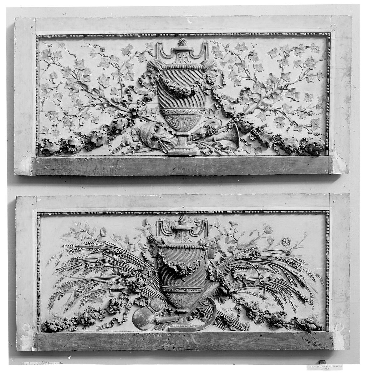 Panels depicting the Four Seasons, Probably by François Joseph Belanger (French, Paris 1744–1818 Paris), Wood, carved and gilt, French