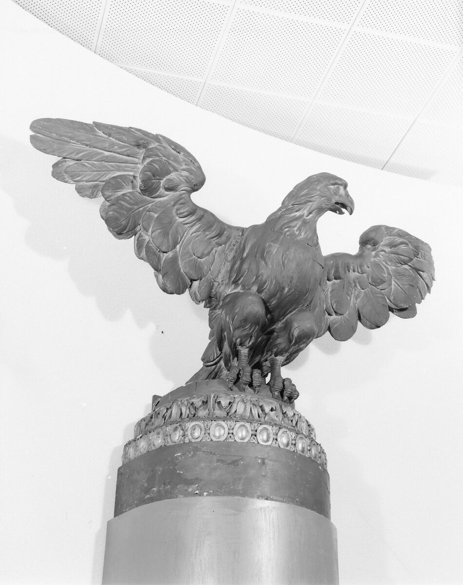 Pair of eagles, Wood, carved, painted and gilded, French