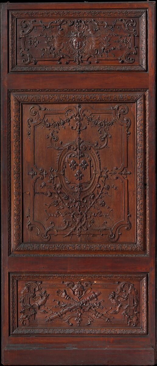 Panels from the shutters formerly in the Chapel Room at Versailles, Robert de Cotte  French, Oak, French