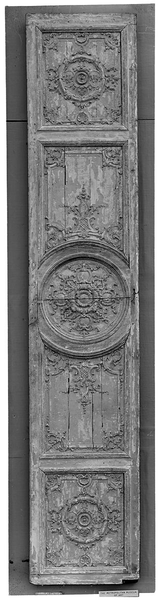 Panel, Oak carved and painted gray, French 
