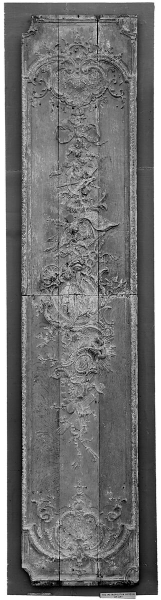 Panel, Carved oak, originally painted, French 