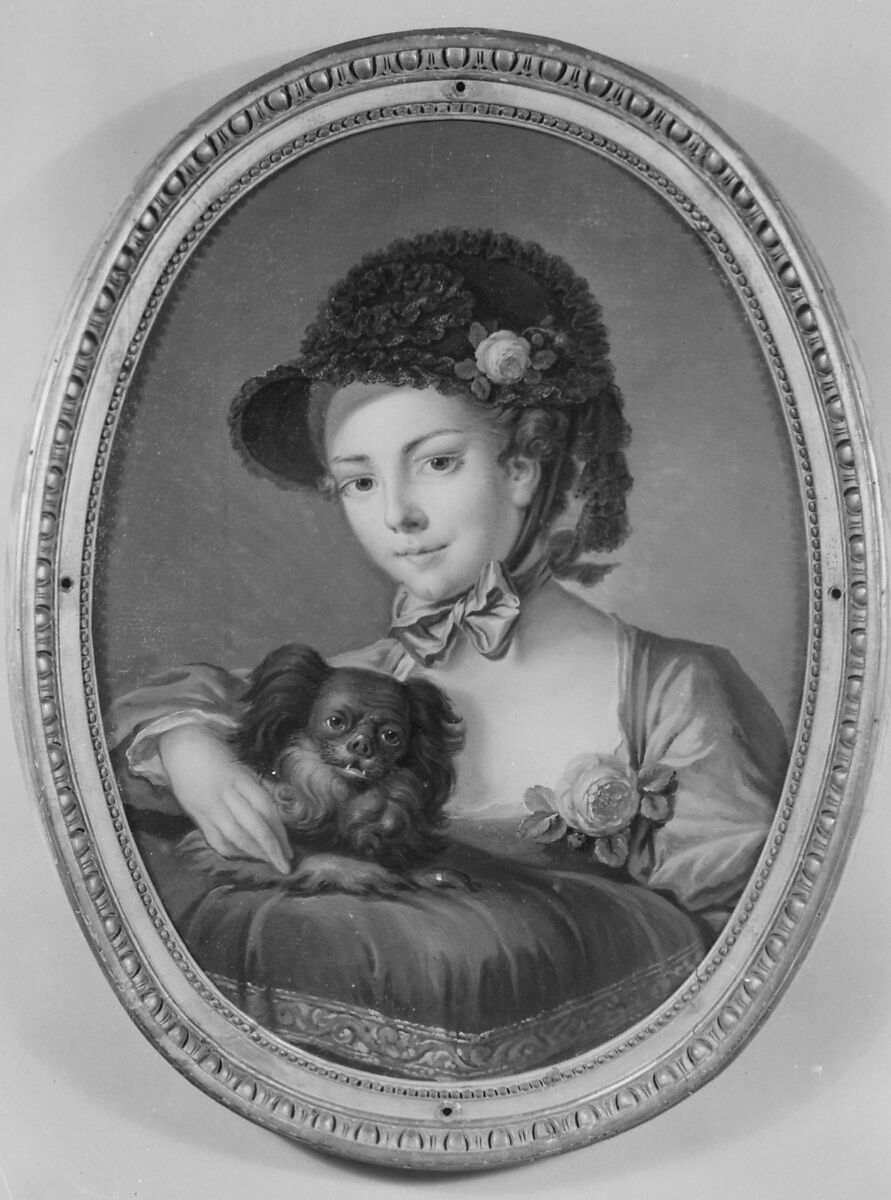 Woman with a dog (one of a set), French Painter  , ca. 1775, Oil on canvas, French
