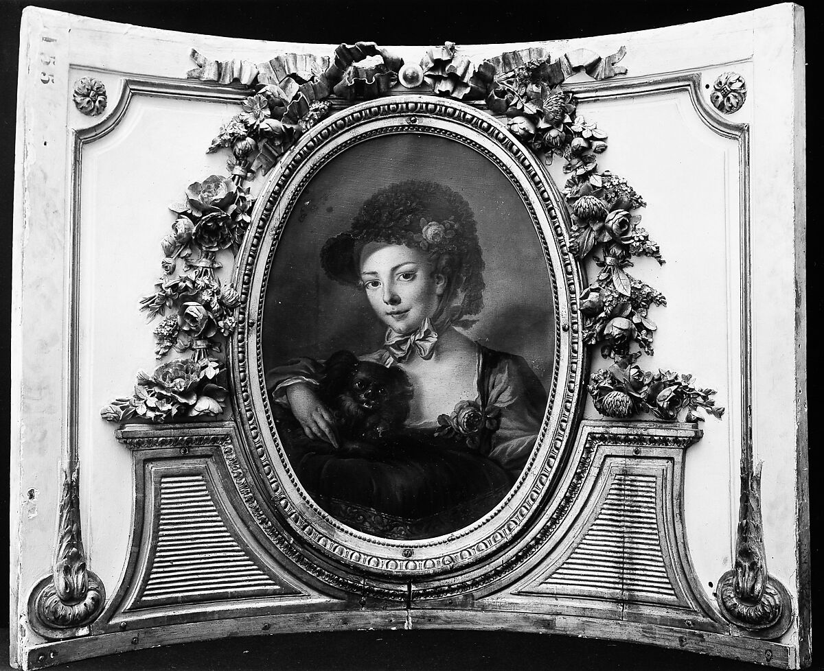 Woman with a dog (one of a set), French Painter  , ca. 1775, Oil on canvas, French