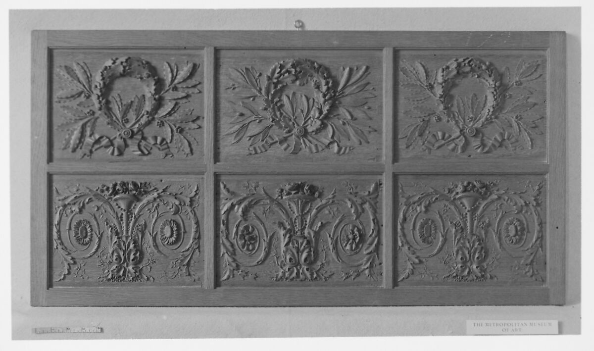 Set of six panels, Oak, wax-polished, French 