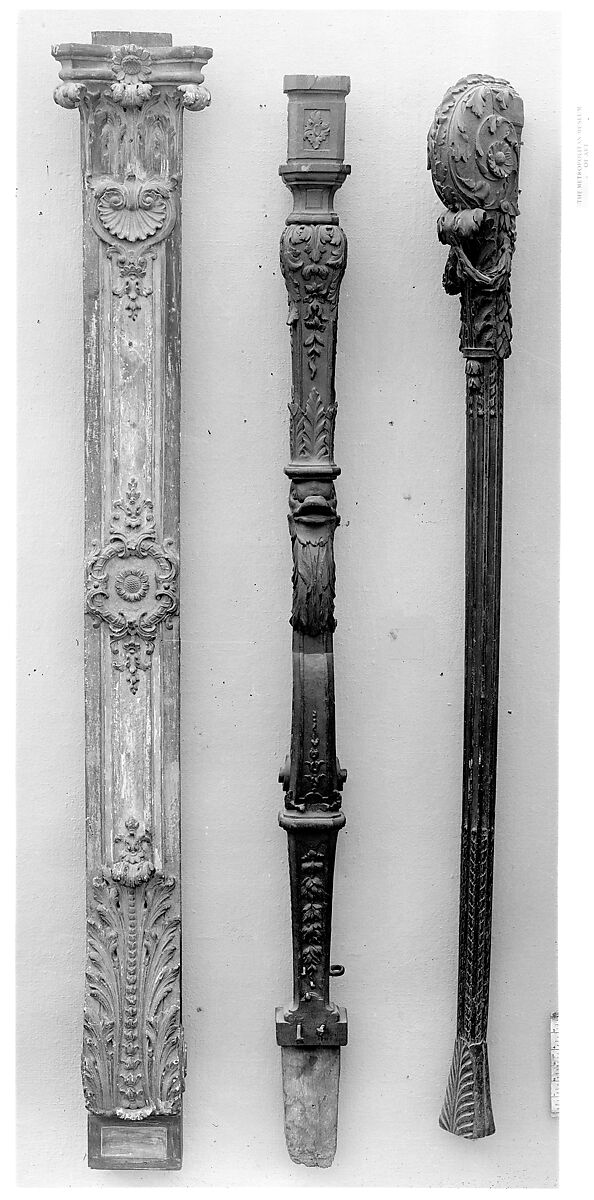 Pilaster, Wood, traces of paint and gilding, French 