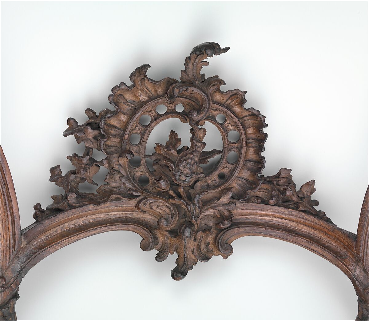 Console table, Carved oak; marble, French