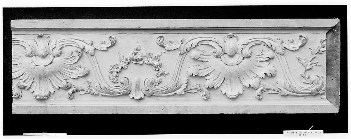 Frieze fragment, Wood, painted gray, French 