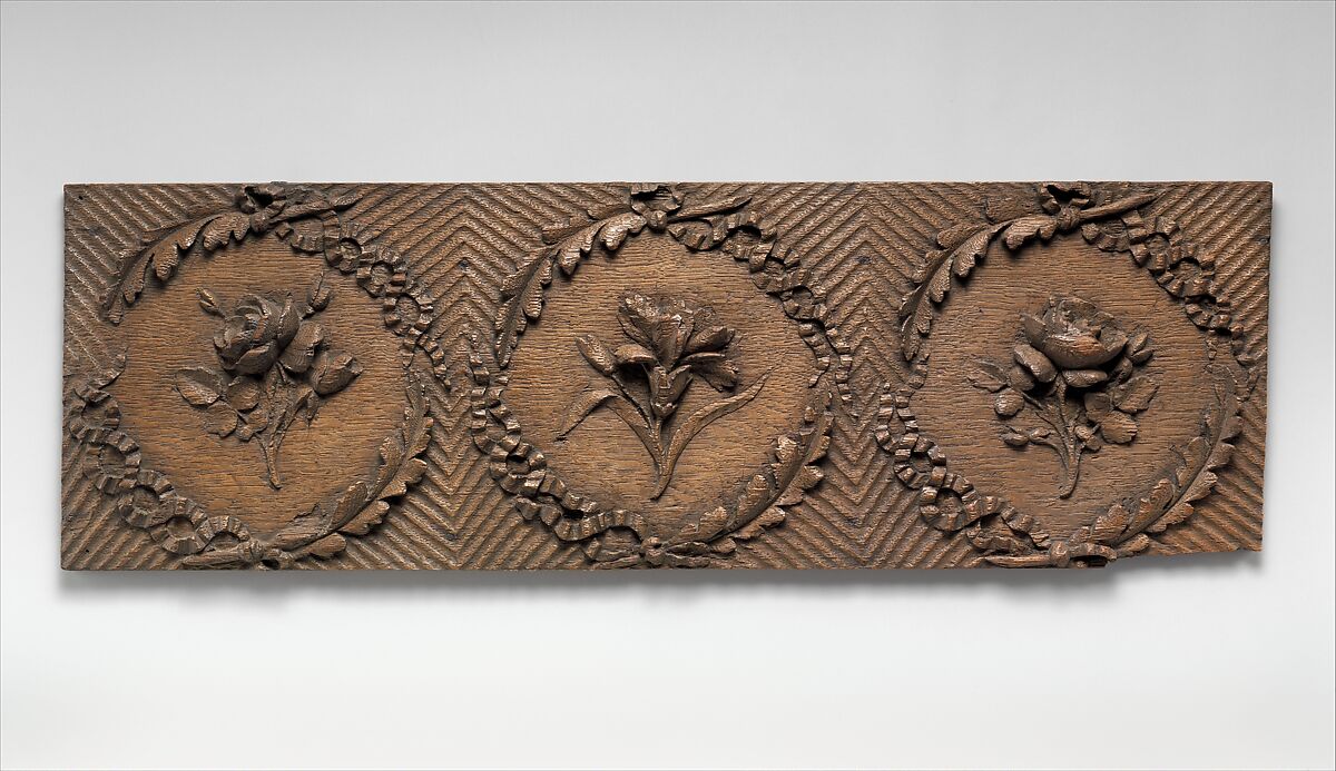Panel (part of a set), Oak, stripped, French 