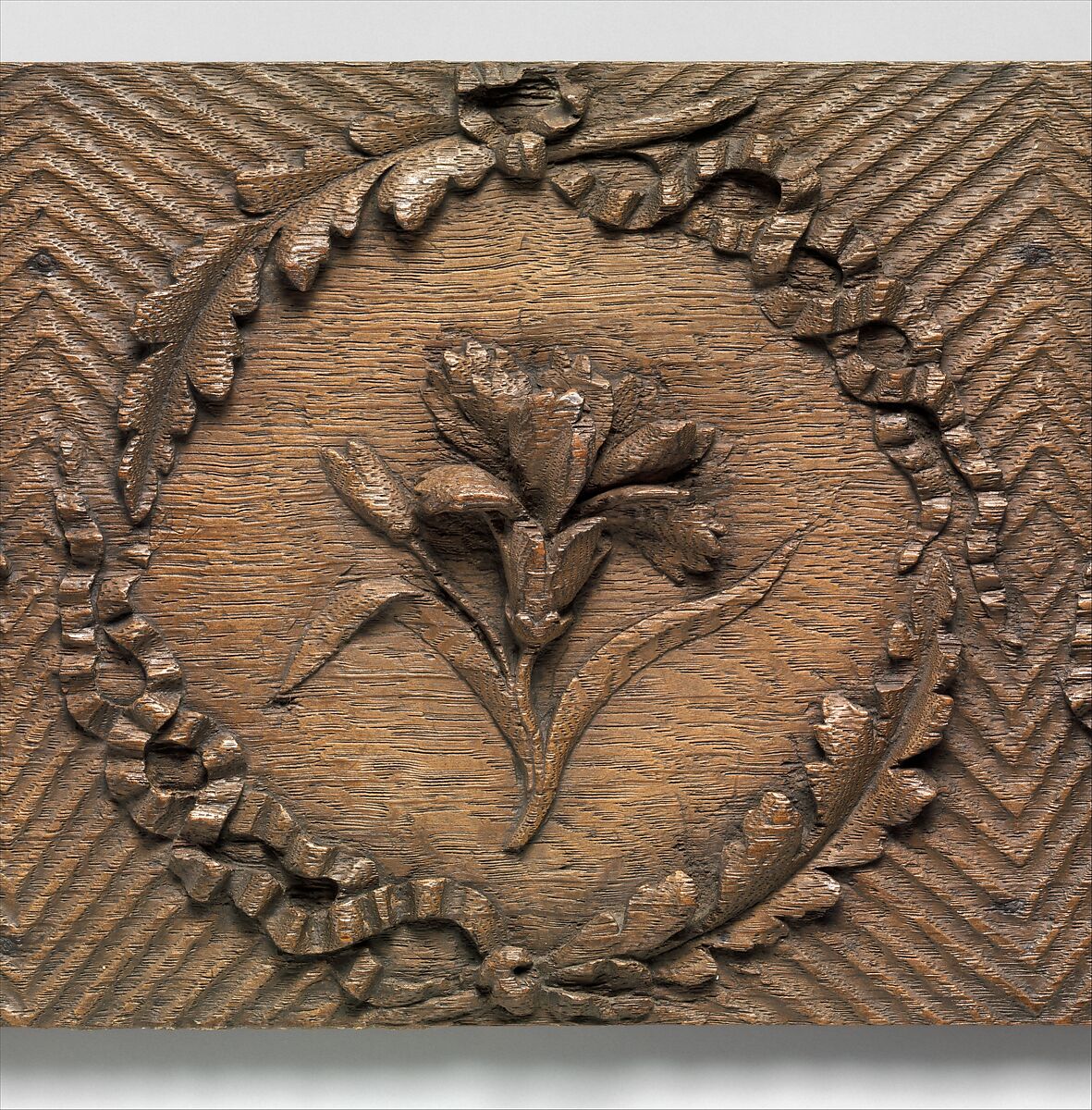 Panel (part of a set), Oak, stripped, French