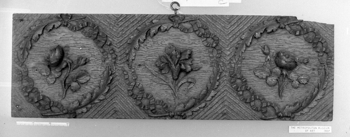 Panel (part of a set), Oak, stripped, French 