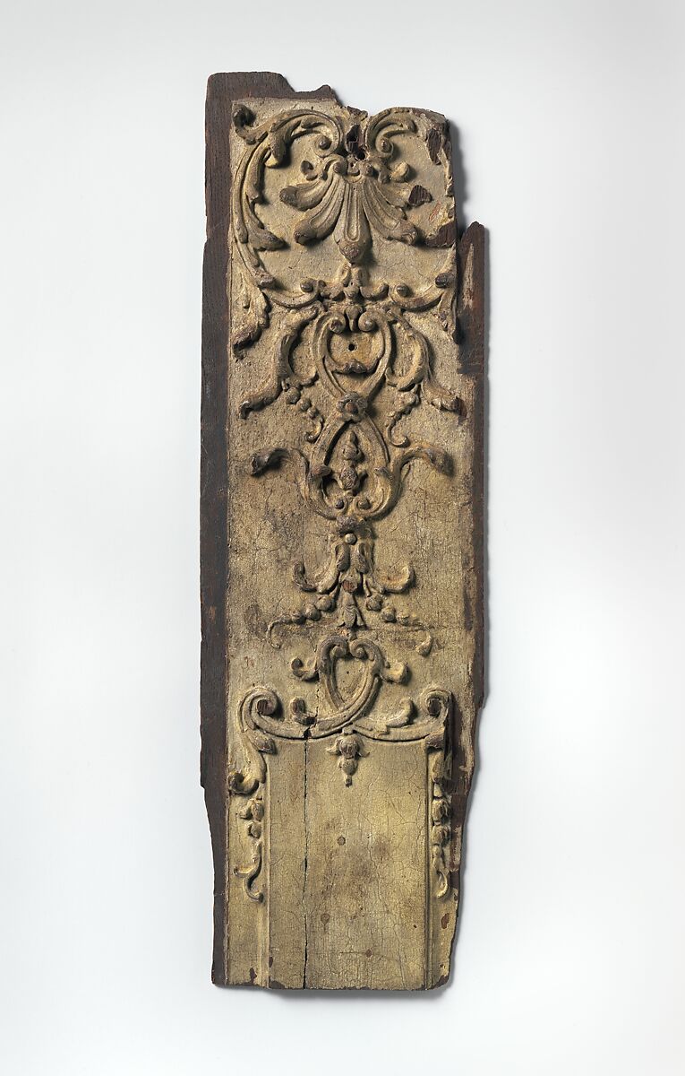 Pilaster fragment, Wood, painted, French 