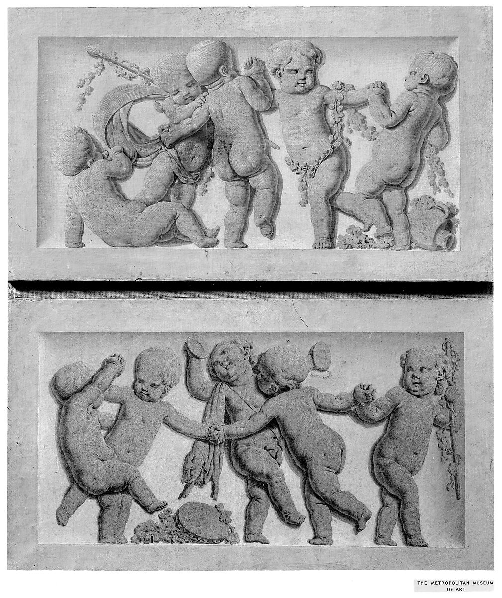 Dancing children (one of a pair), After a composition by Donatello (Italian, Florence ca. 1386–1466 Florence), Oil on canvas, French