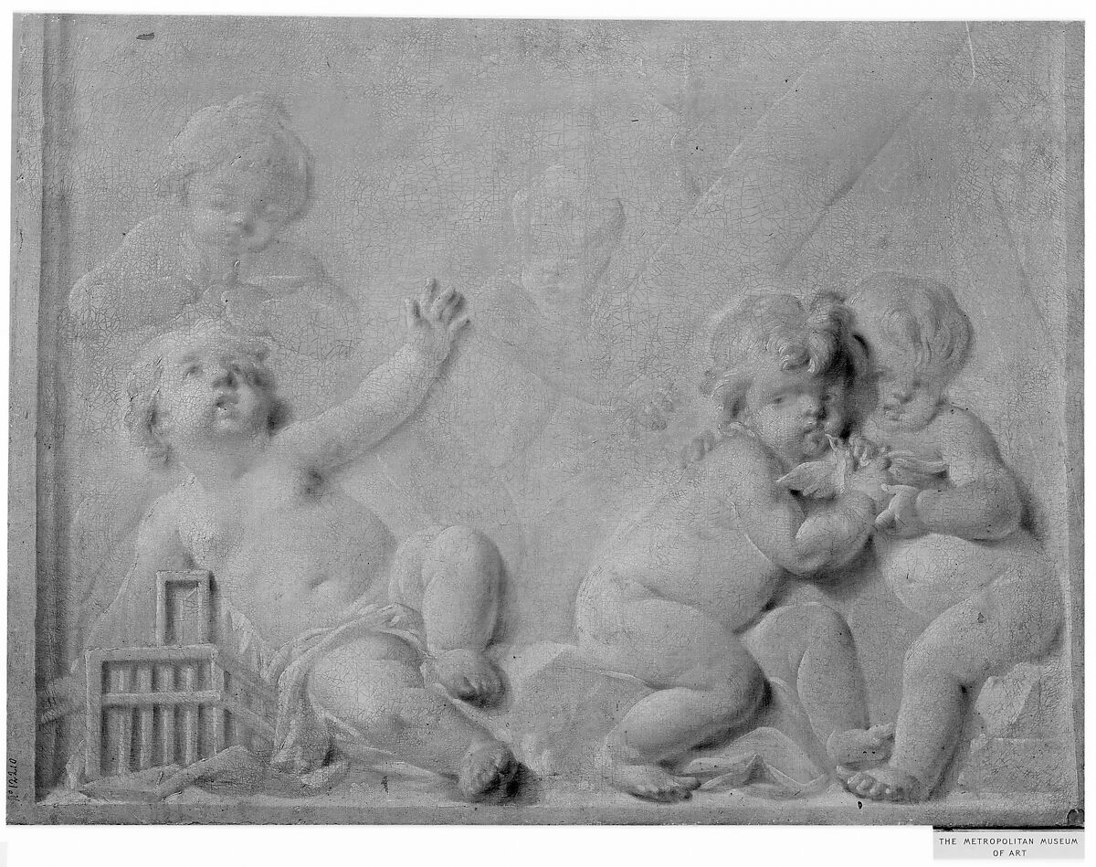 Putti with Birds, Style of Piat Joseph Sauvage (Flemish, Tournai 1744–1818 Tournai), Oil on canvas, French
