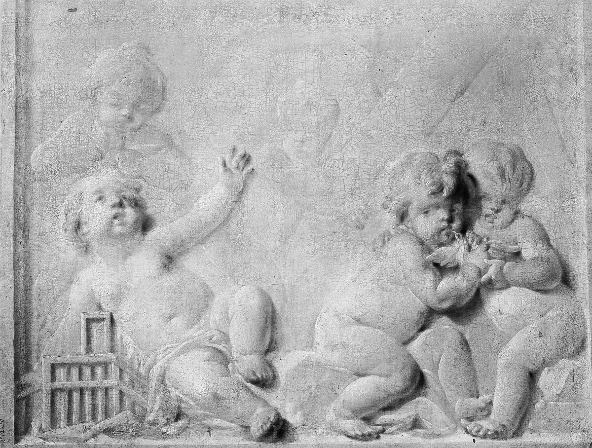 Putti with Birds, Style of Piat Joseph Sauvage (Flemish, Tournai 1744–1818 Tournai), Oil on canvas, French