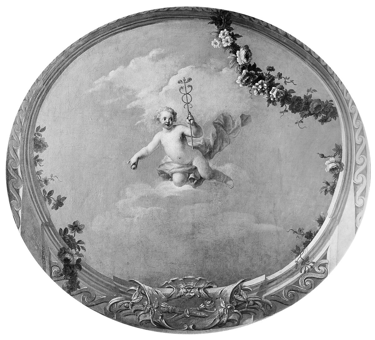 Cupid as a Messenger, with Caduceus, French Painter  , 18th century, Oil on canvas, French