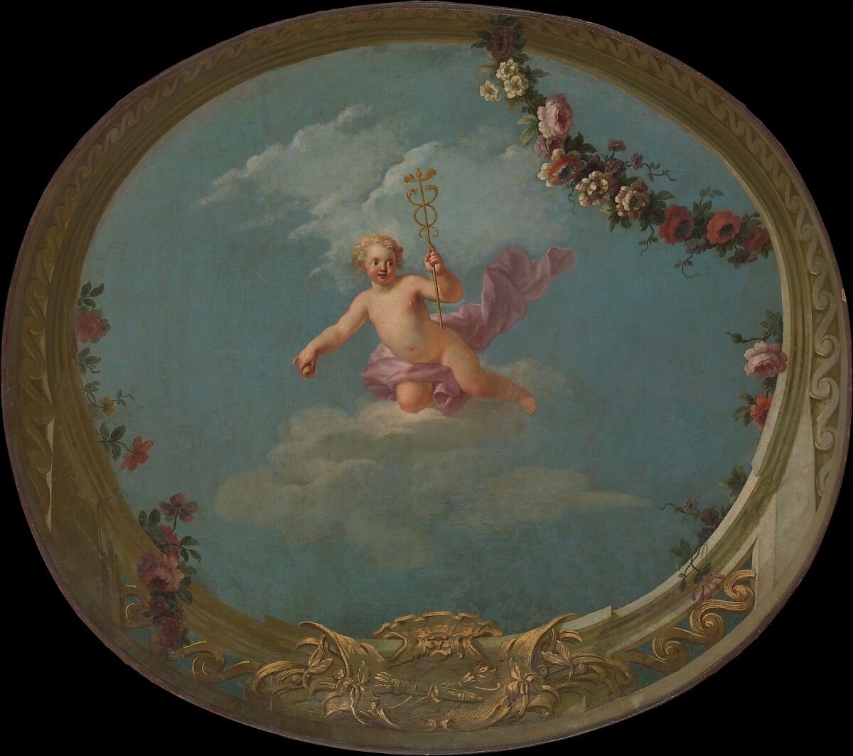 Cupid as a Messenger, with Caduceus, French Painter  , 18th century, Oil on canvas, French 