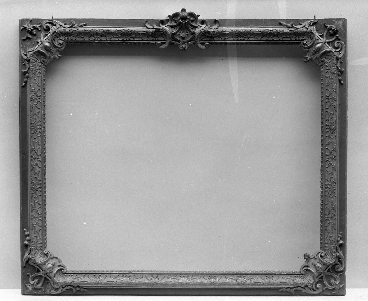 Frame, Walnut (?), carved, painted and gilded, French 