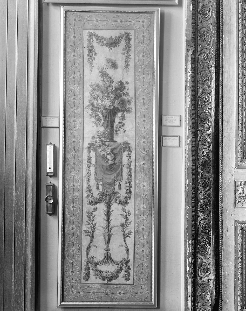 Basket of flowers with garlands, French Painter  , 1770–90, Oil on canvas, French