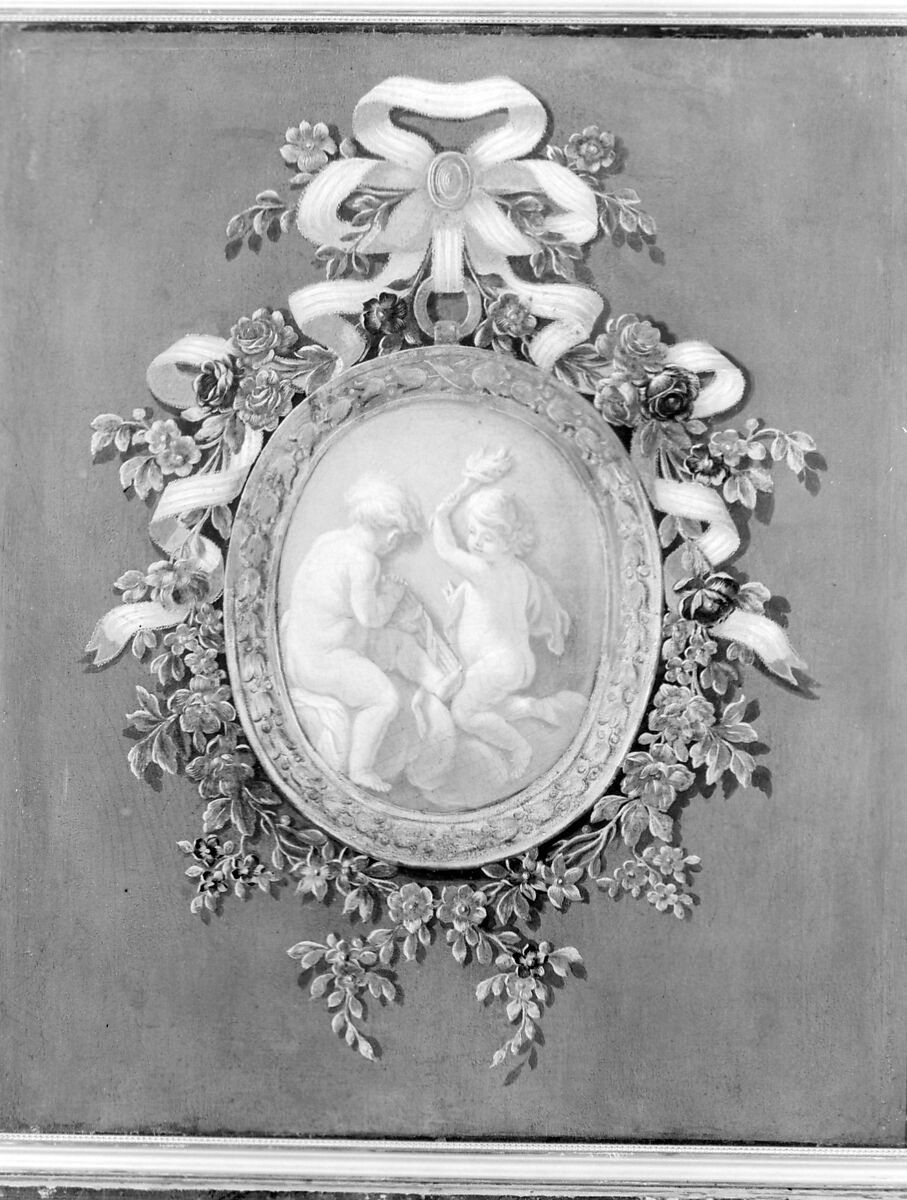 Putti in a Medallion, French Painter  , 18th century, Oil on canvas, French 