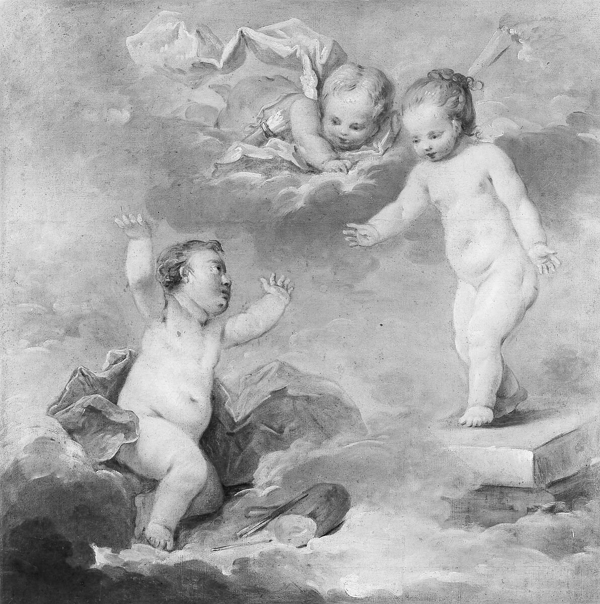 Pygmalion and Galatea as Infants, French Painter  , 18th century, Oil on canvas, French 
