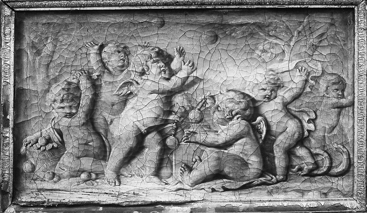 Amorini at play (one of a pair), Manner of Piat Joseph Sauvage (Flemish, Tournai 1744–1818 Tournai), Oil on canvas, French