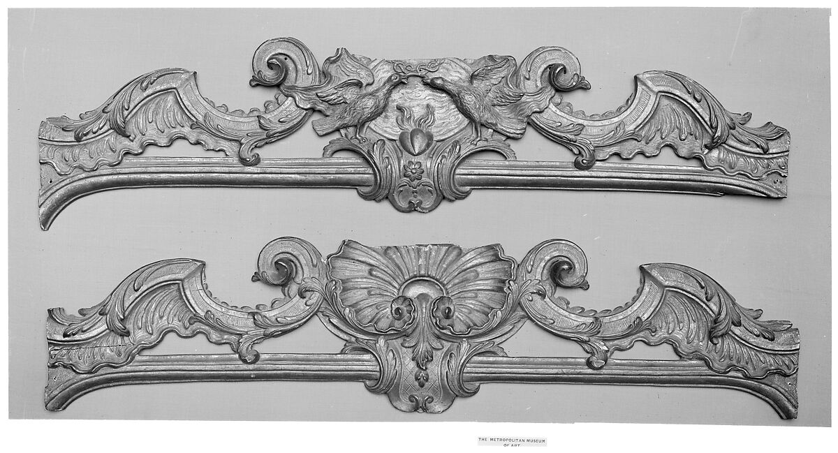 Pair of frame fragments, Carved and gilded wood, French 