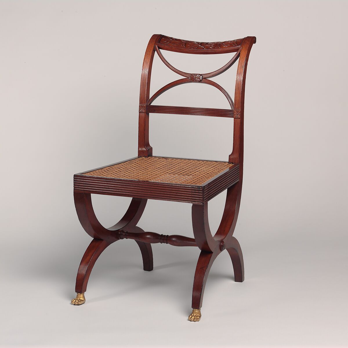 Side Chair, Attributed to Duncan Phyfe (American (born Scotland), near Lock Fannich, Ross-Shire, Scotland 1768/1770–1854 New York), Mahogany, brass, American 