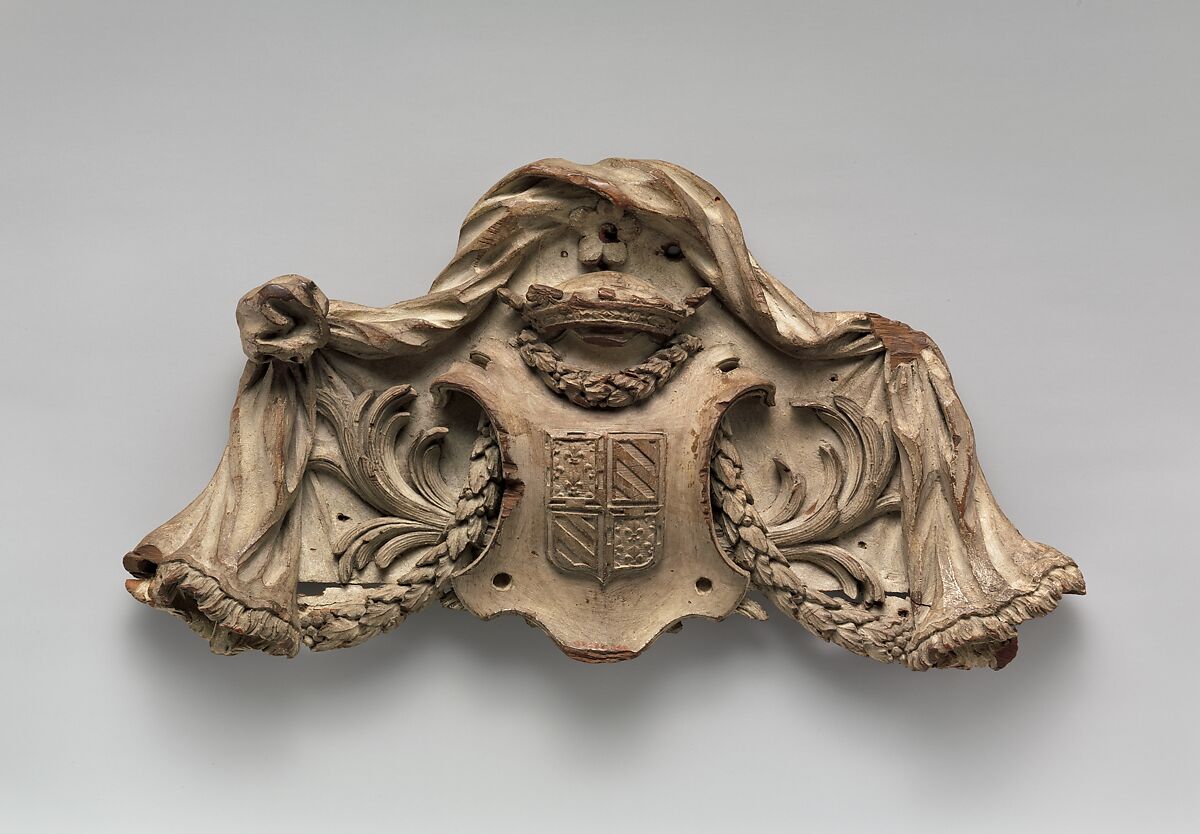 Cartouche fragment from a frame, Wood, French 