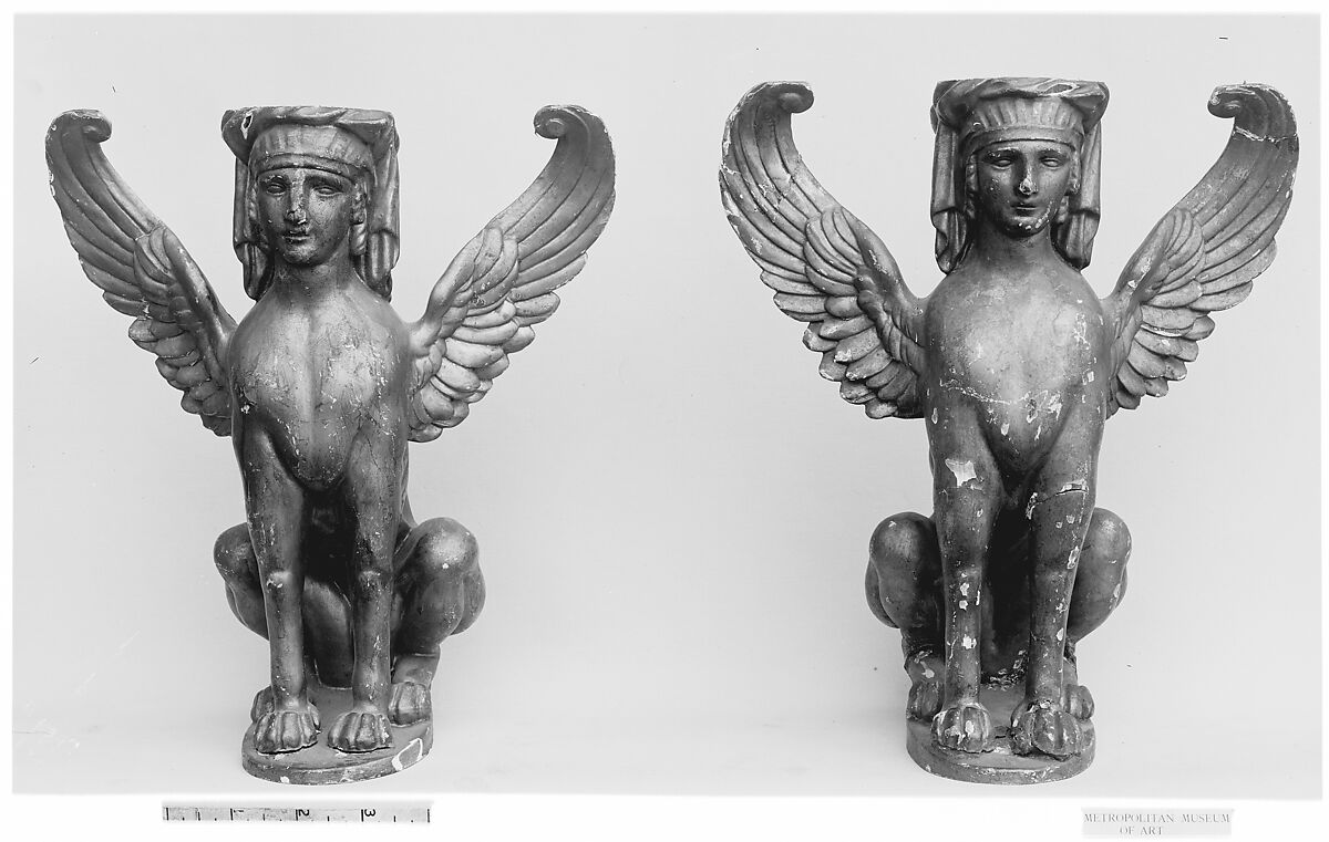 Winged sphinx (one of a pair), Wood, French