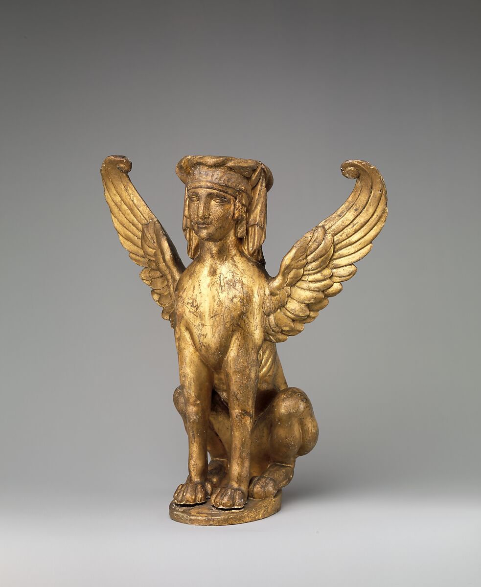 Winged sphinx (one of a pair), Wood, French