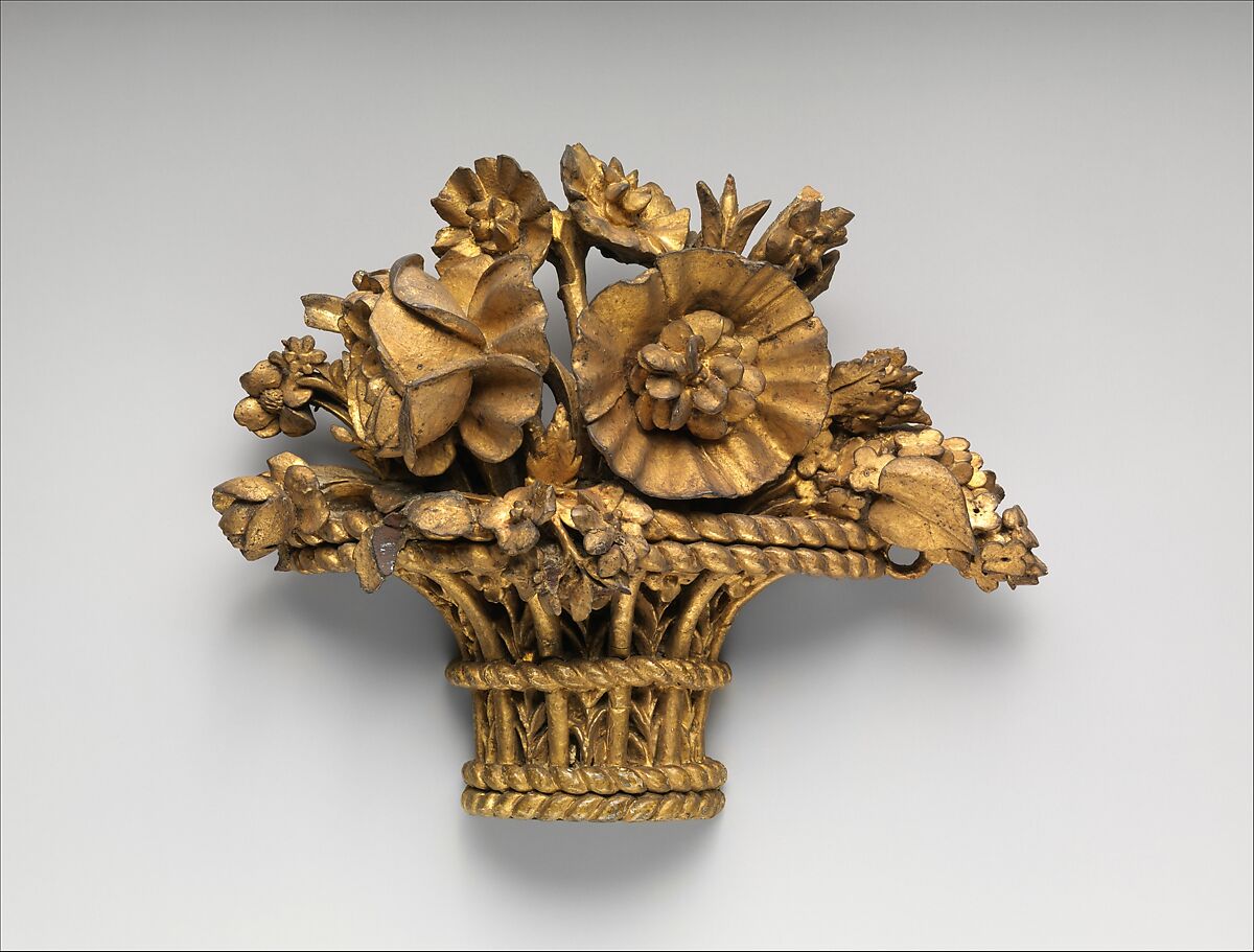 Basket of flowers, Wood, French 
