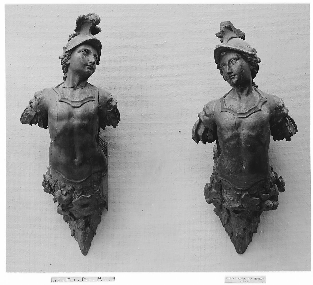 Pair of terminal statuettes, Limewood (?), traces of gilding, probably German 