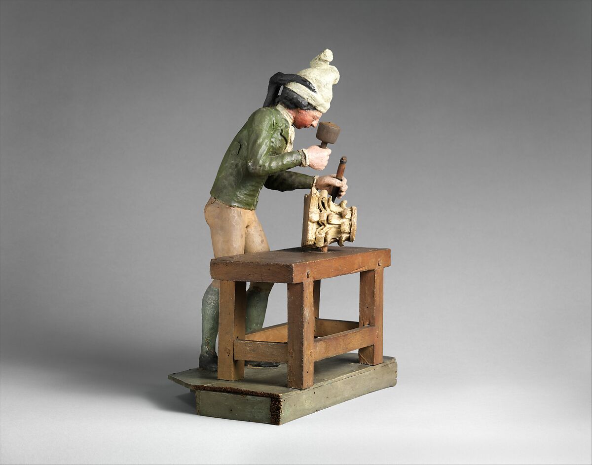 Stone carver, Wood, painted, possibly French