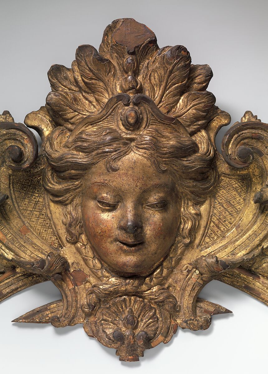 Mirror frame fragment, Carved and gilded wood, French