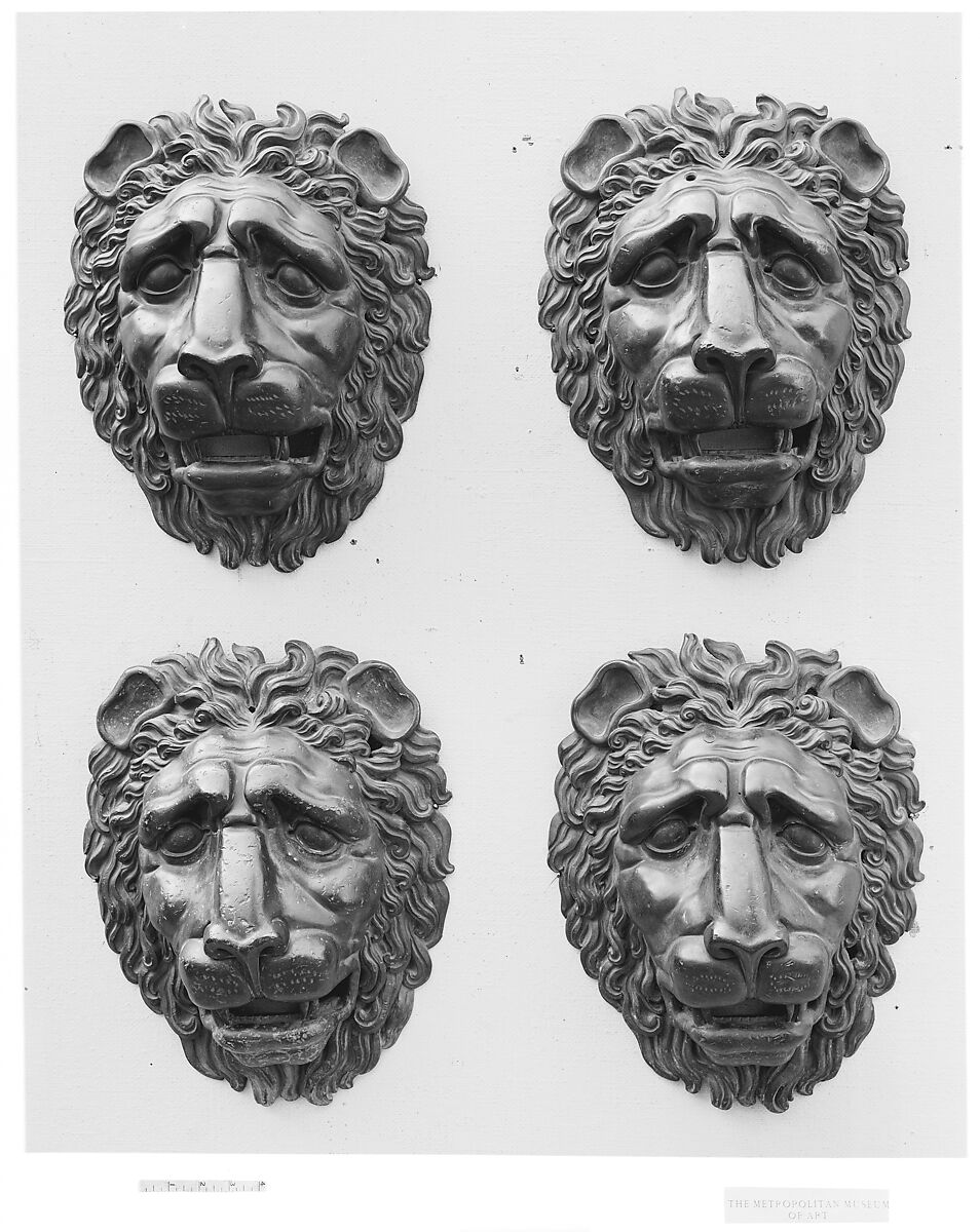 Set of four lion masks, Bronze, French 
