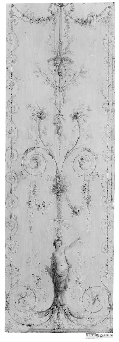 Door panel, Manner of Jean-Baptiste Huet I (French, Paris 1745–1811 Paris), Painted oak, French 