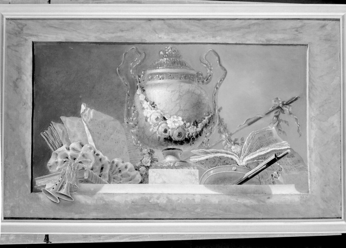 Still life with musical instruments (one of a pair), French Painter  , 18th century, Oil on canvas, French