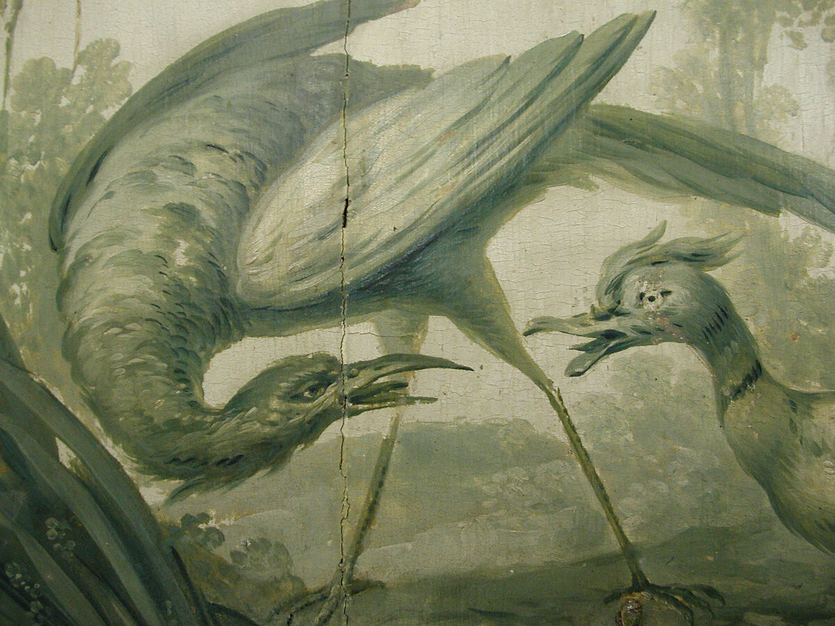 Door panel, Manner of Jean-Baptiste Oudry (French, Paris 1686–1755 Beauvais), Oak, painted and gilded, French