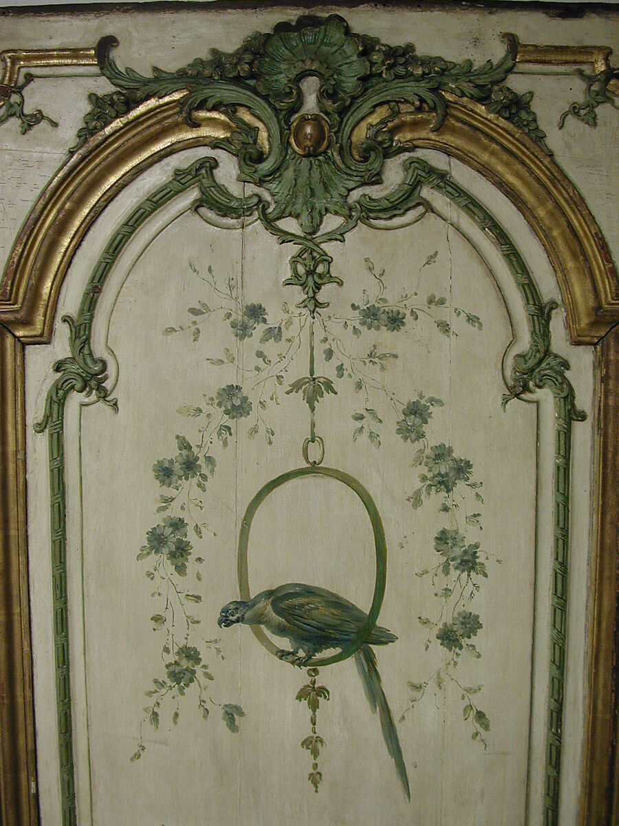 Door panel, Manner of Jean-Baptiste Oudry (French, Paris 1686–1755 Beauvais), Oak, painted and gilded, French